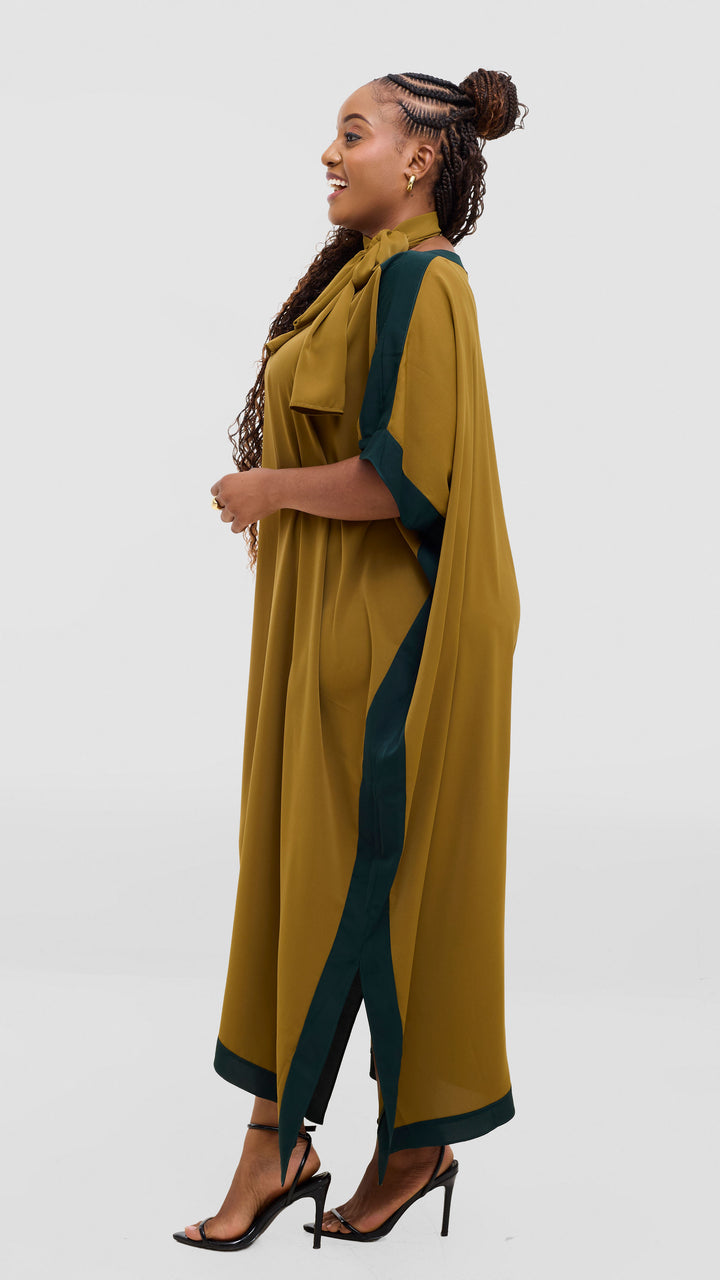 Vivo Liora Kaftan Border Maxi Dress - Olive