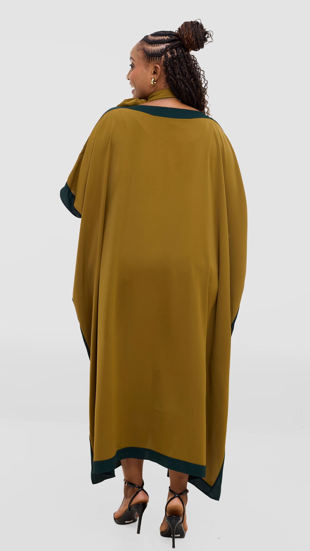 Vivo Liora Kaftan Border Maxi Dress - Olive