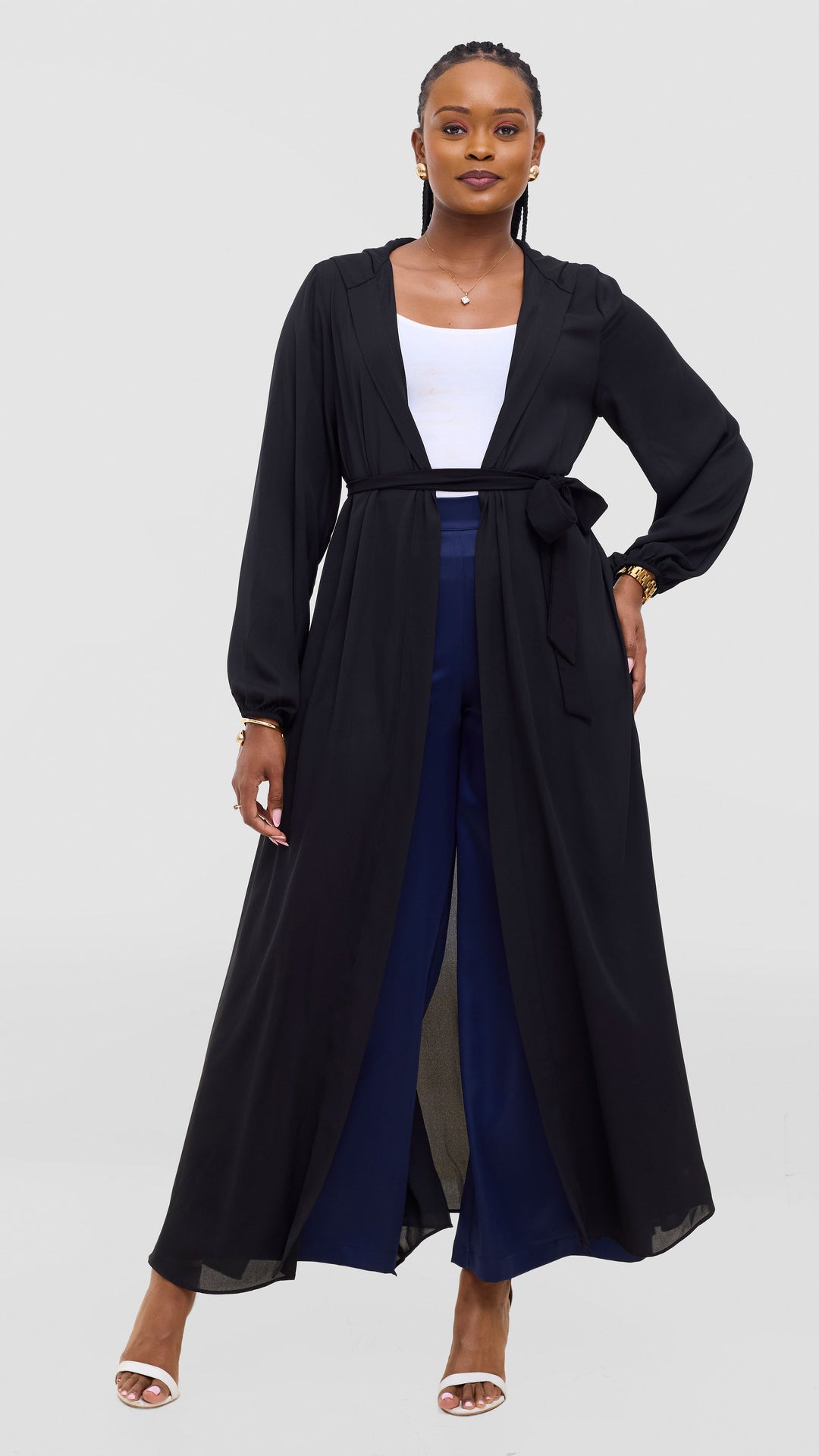 Vivo Hooded Kimono With Elastic Cuff - Black