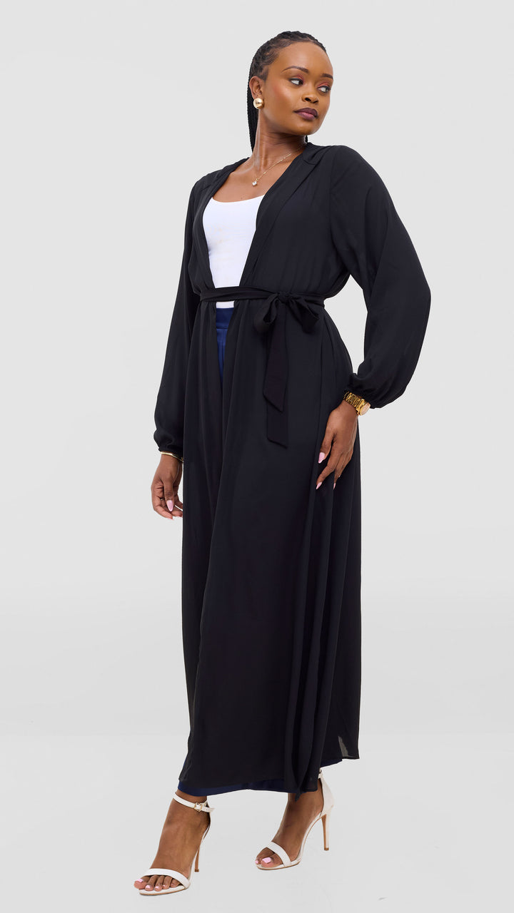 Vivo Hooded Kimono With Elastic Cuff - Black