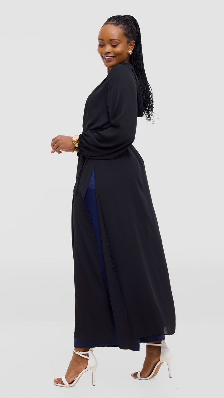 Vivo Hooded Kimono With Elastic Cuff - Black