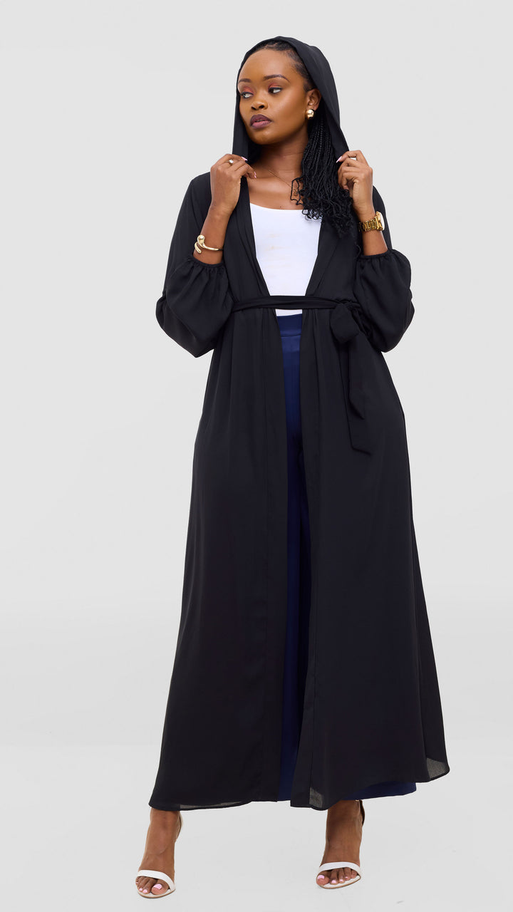 Vivo Hooded Kimono With Elastic Cuff - Black