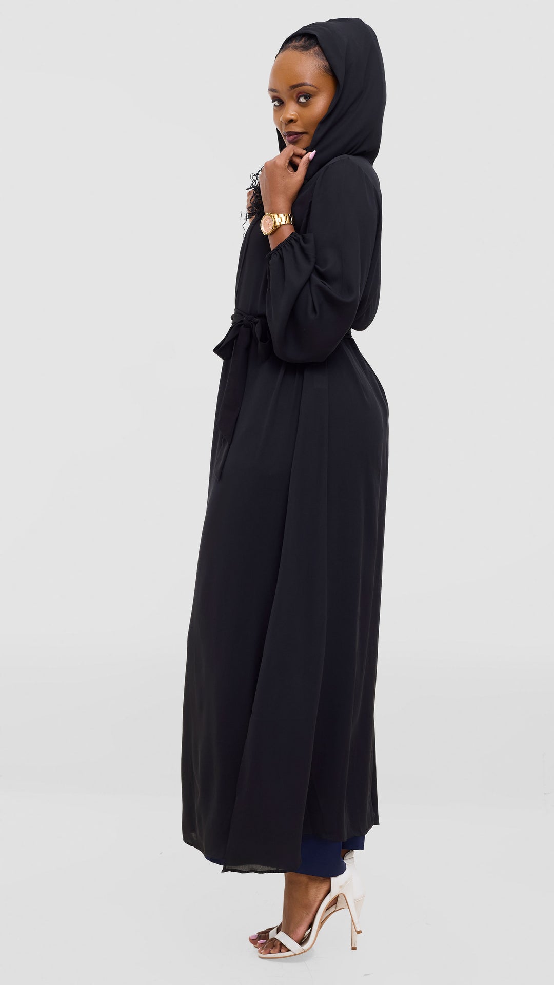 Vivo Hooded Kimono With Elastic Cuff - Black