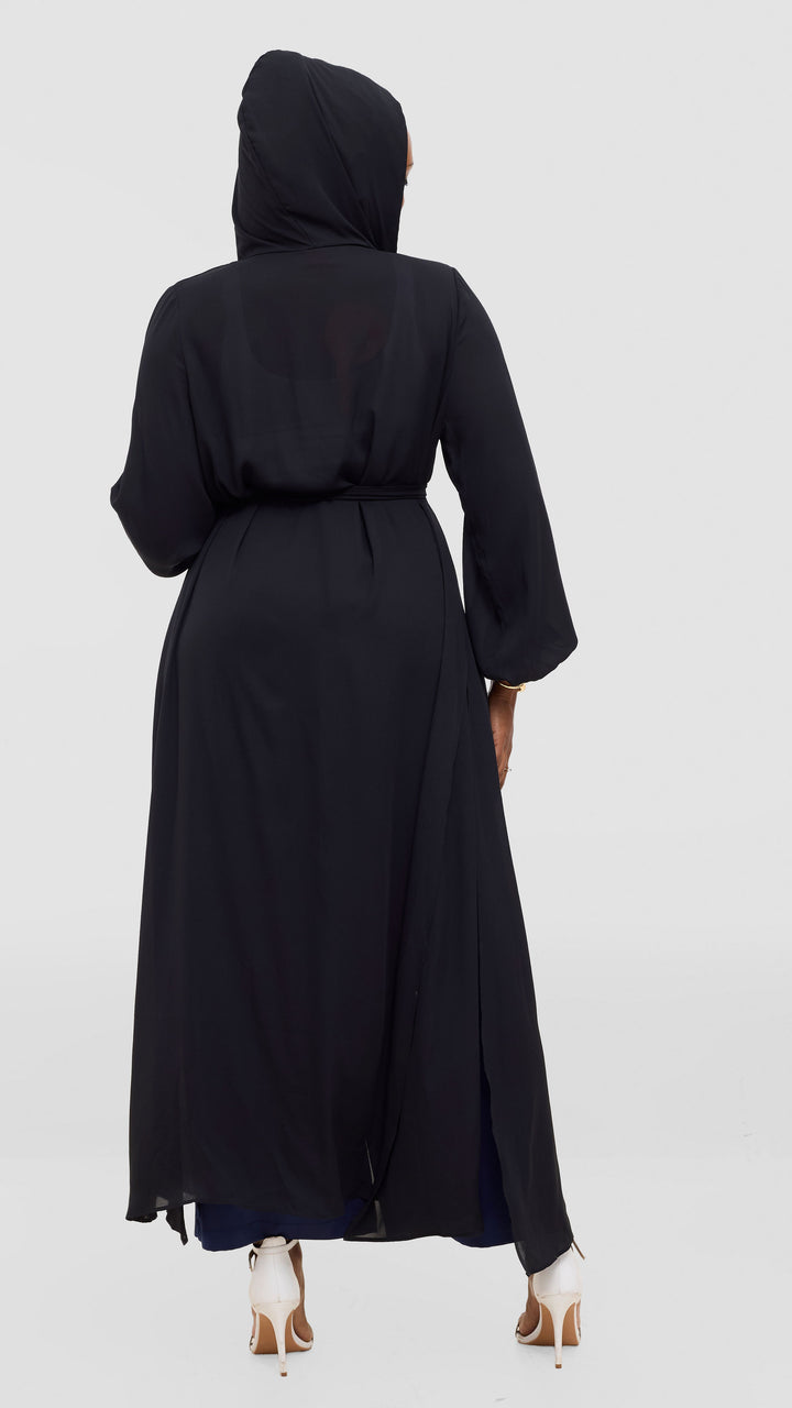 Vivo Hooded Kimono With Elastic Cuff - Black