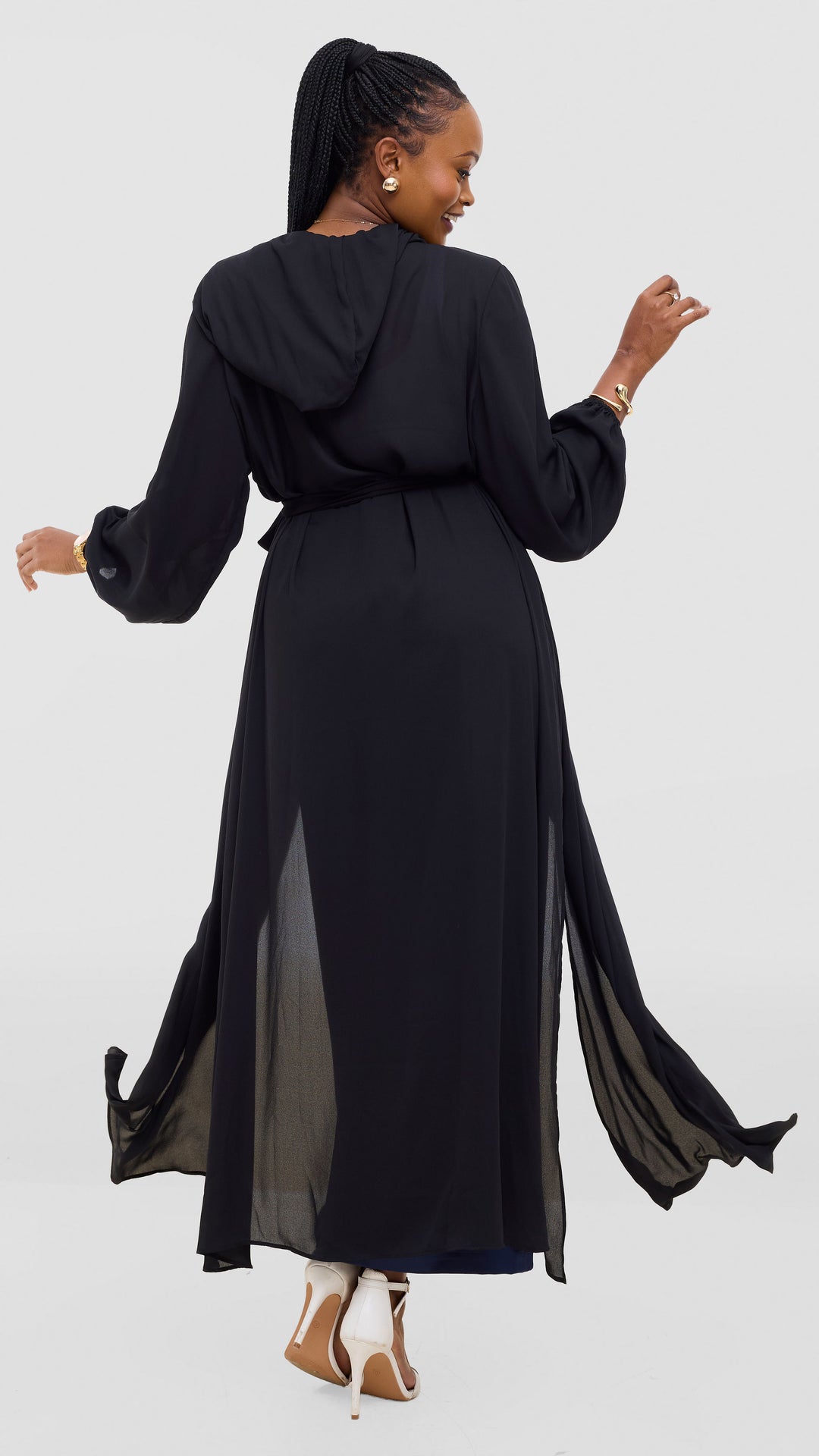 Vivo Hooded Kimono With Elastic Cuff - Black