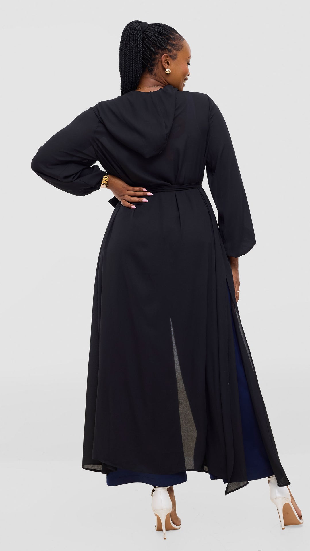 Vivo Hooded Kimono With Elastic Cuff - Black