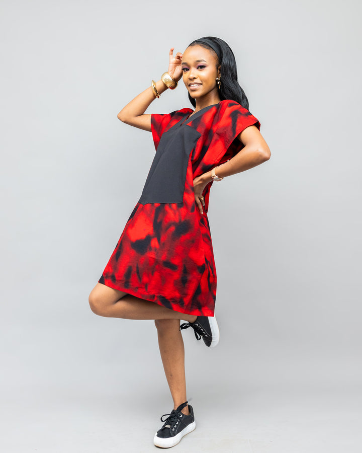 Afriwia Sanaa Boubou Dress - Red