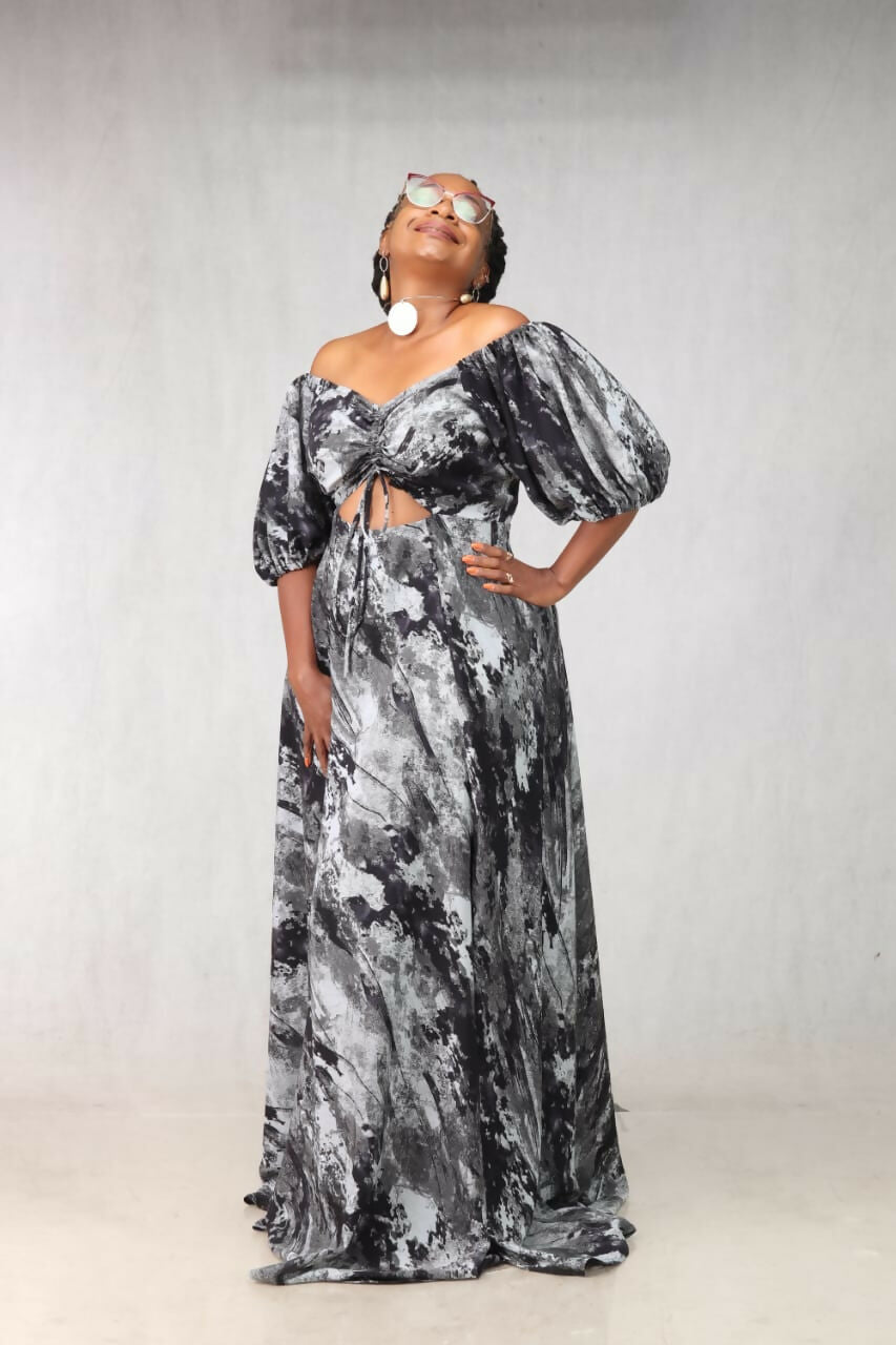 Thick & Fab Amy Dress - Grey Print - Shopzetu