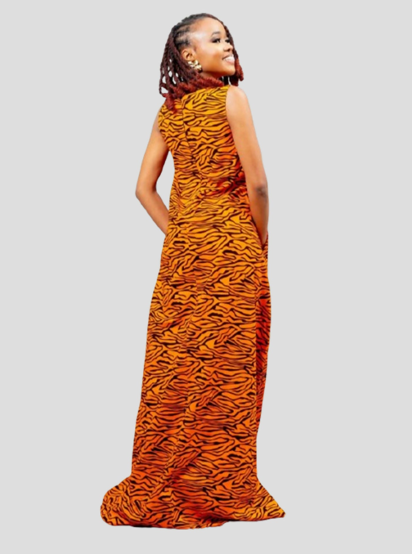 Afriwia Enterprise Ankara Dress - Orange - Shopzetu
