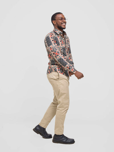 Mendilines Warm African Shirt - Black / Red Print - Shopzetu