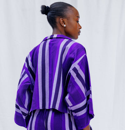 Liquid Lemn Zambarau Crop Coat - Purple / White