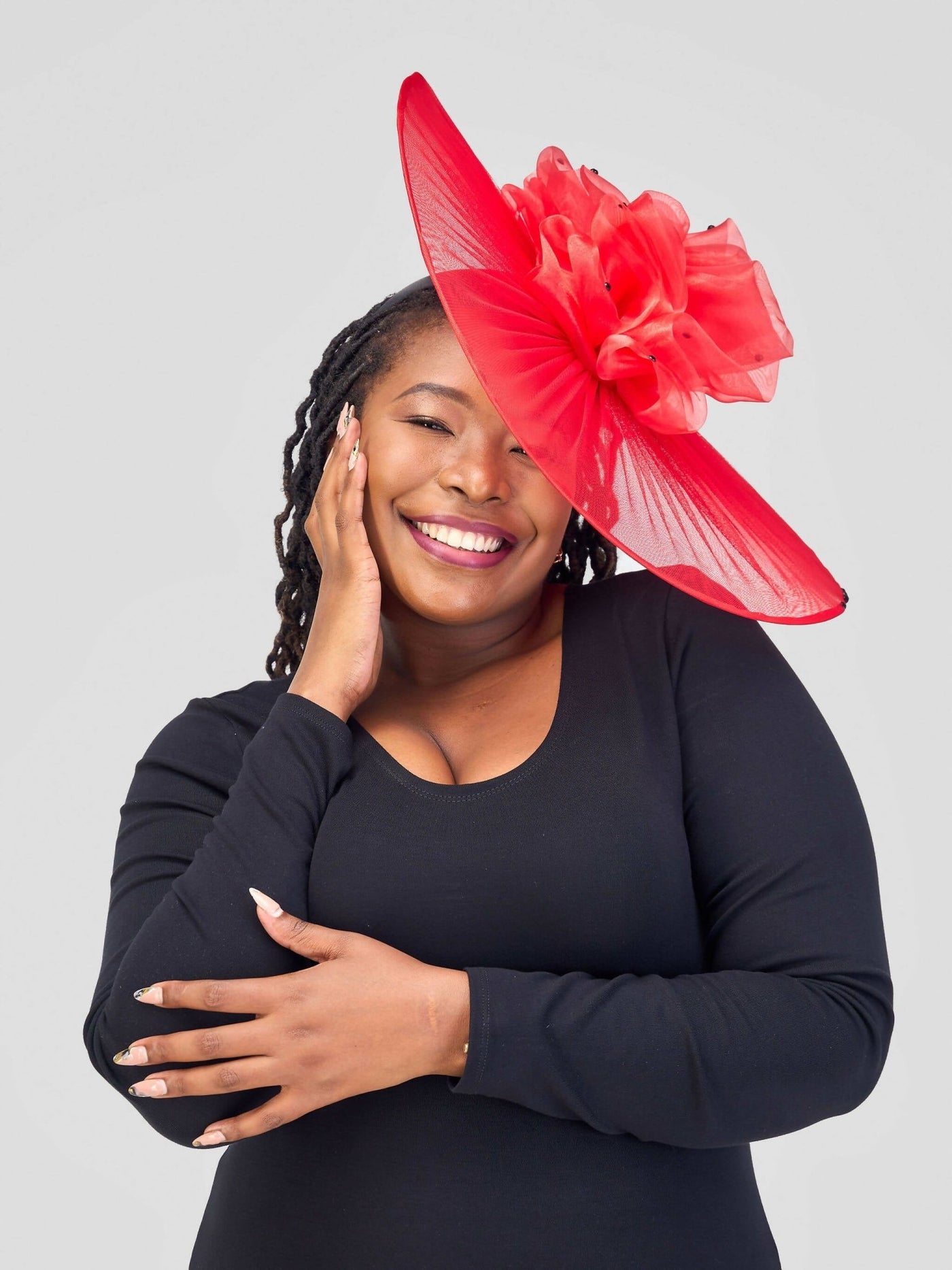 Hando Afrikan Designs Wendy Fascinator - Red - Shopzetu