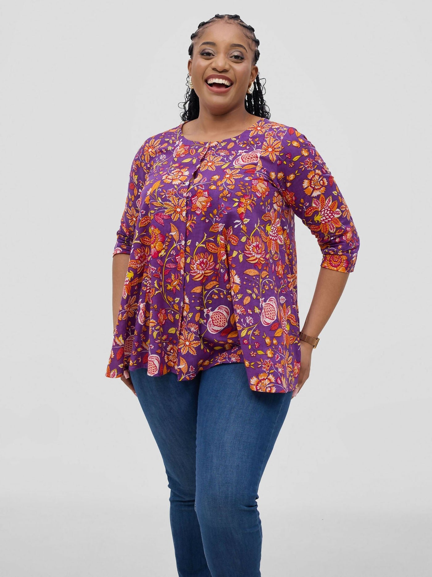 Zuana Sangria Printed Top - Pink Floral - Shopzetu