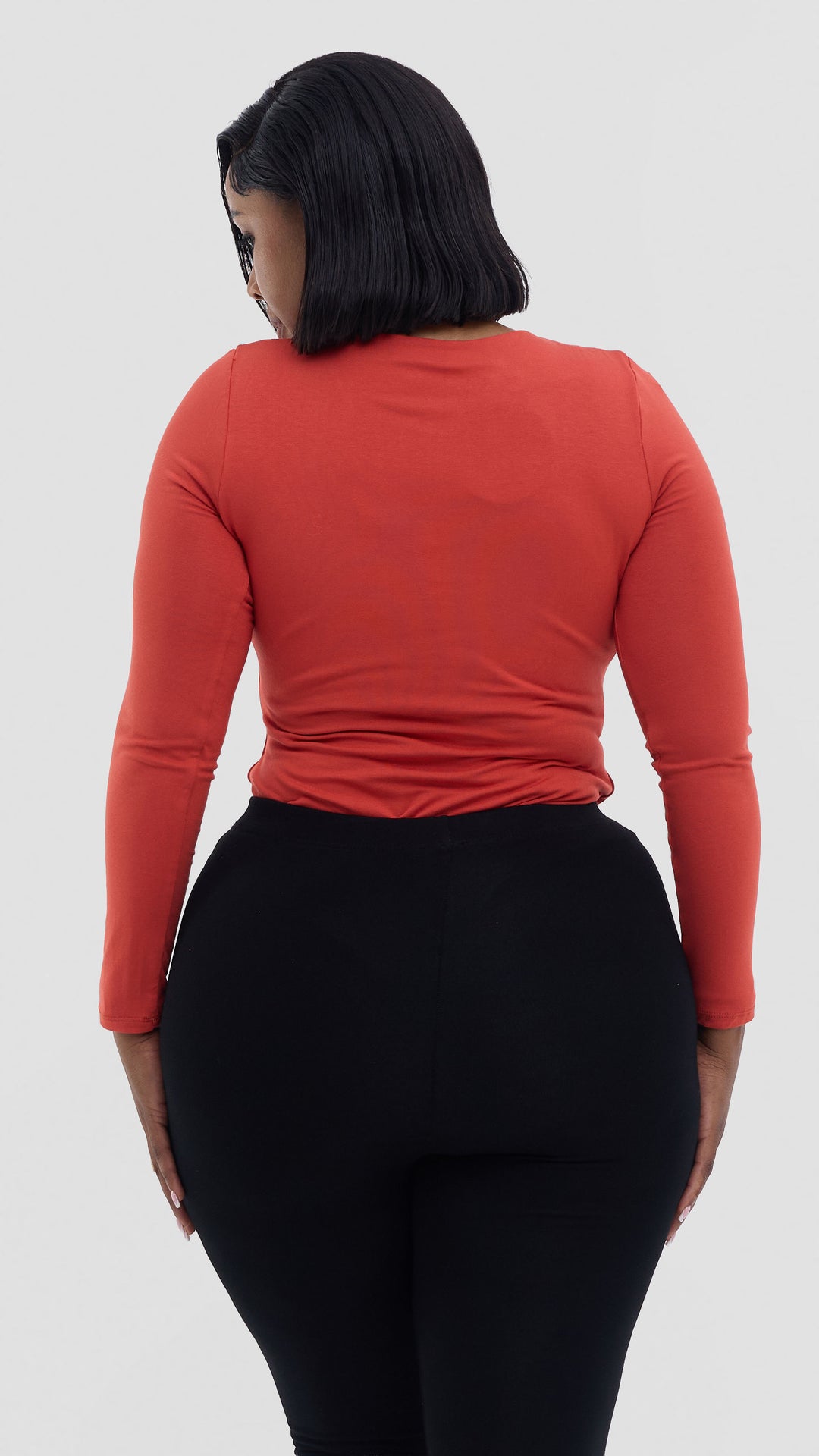Vivo Basic Double Layered Long Sleeved Bodysuit - Rust