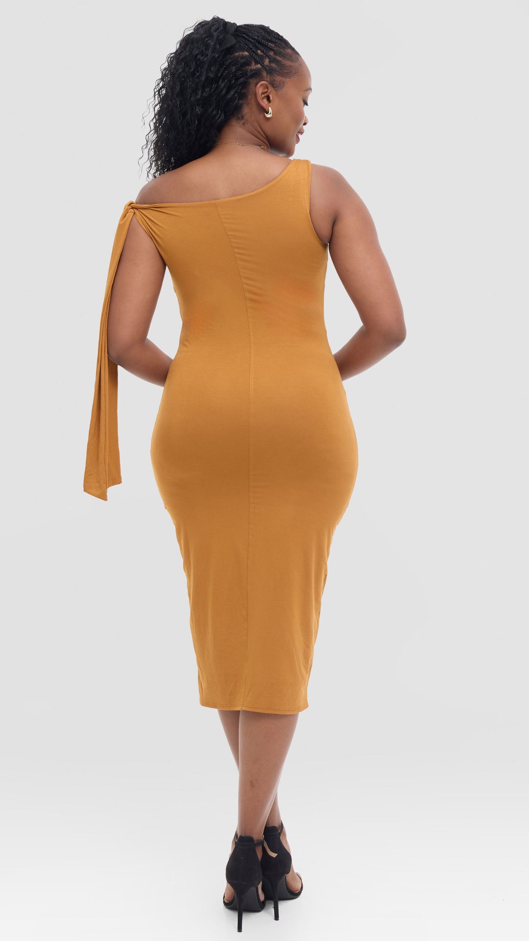 Vivo Studio Double Layered Tie Bodycon in Jersey - Dark Mustard