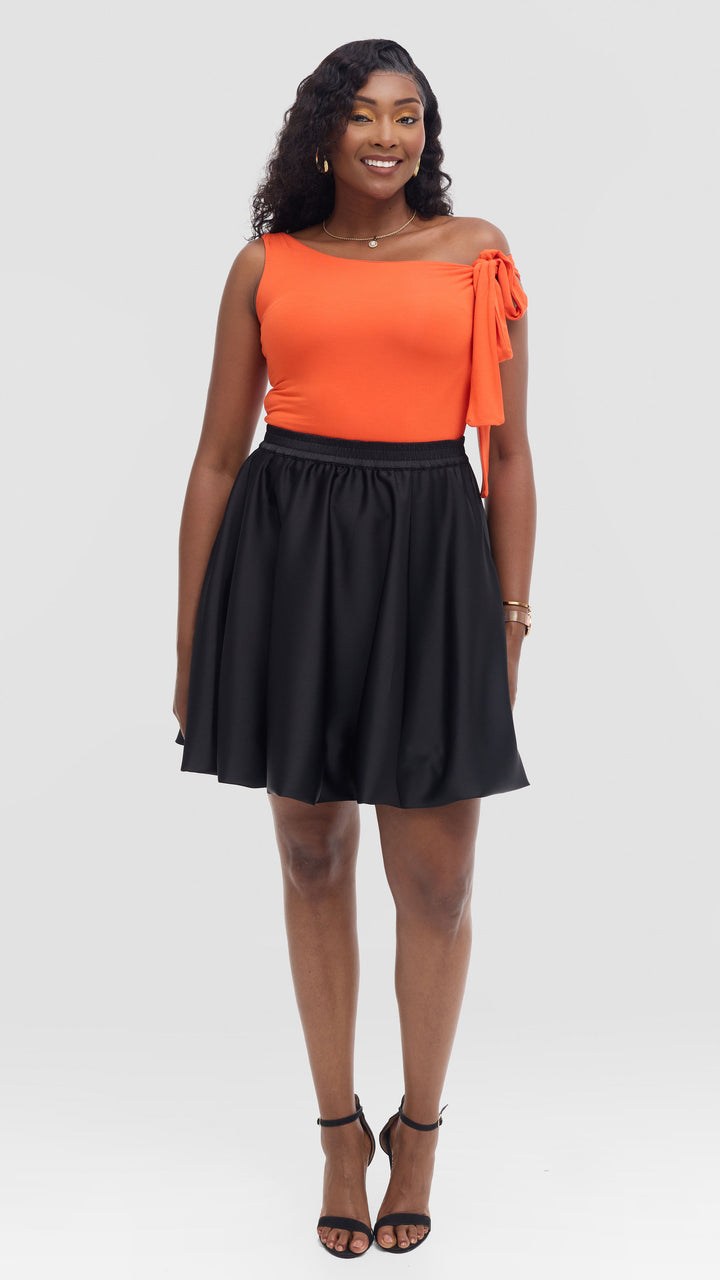 Vivo Studio Mini Bubble Skirt in Satin - Black