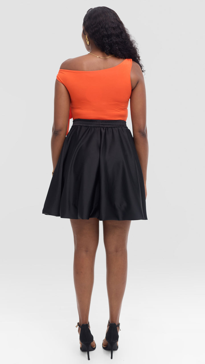 Vivo Studio Mini Bubble Skirt in Satin - Black