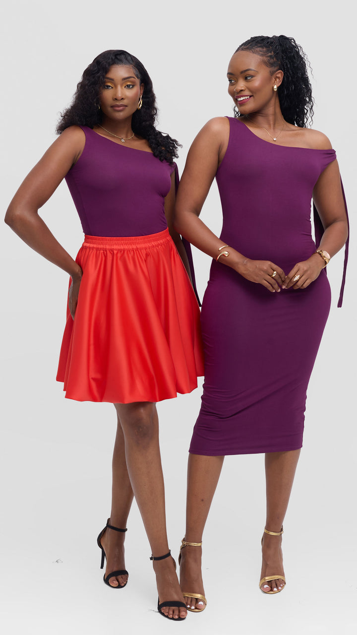 Vivo Studio Mini Bubble Skirt in Satin - Orange