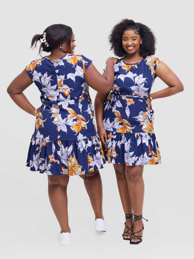 Lizola Udoka Shirt Dress - Navyblue / White / Green - Shopzetu