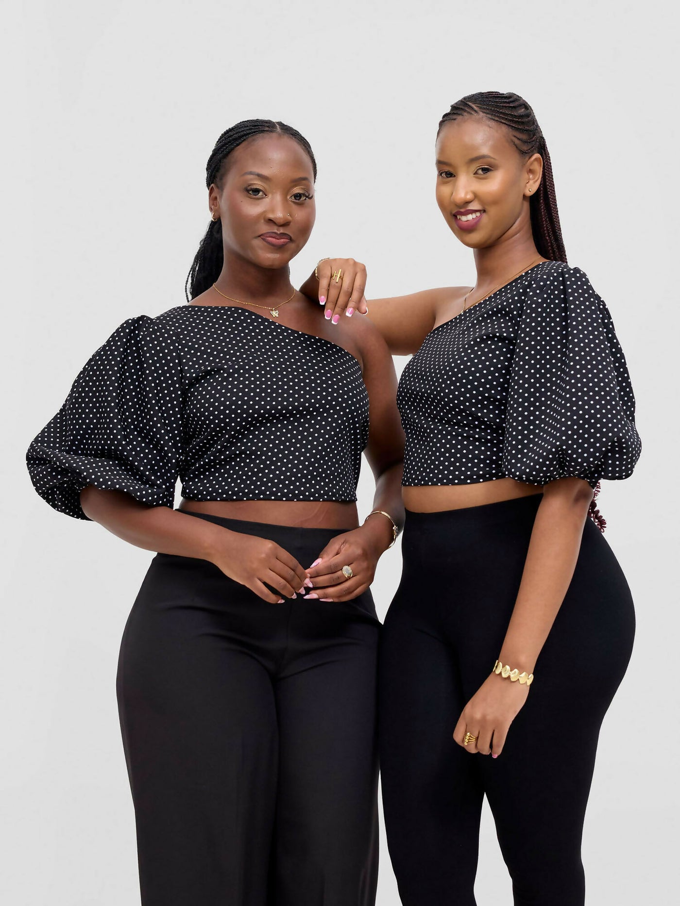 Chic Clique One Hand Polka Dot Top - Black - Shopzetu