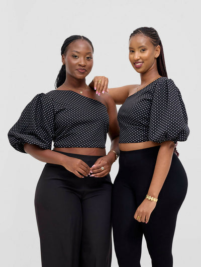 Chic Clique One Hand Polka Dot Top - Black - Shopzetu