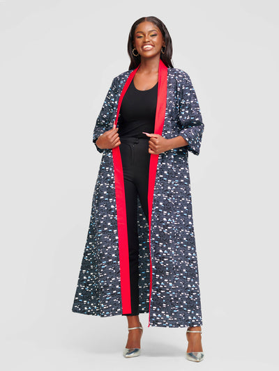 Tuli Adira Ankara Kimono - Blue / Red - Shopzetu
