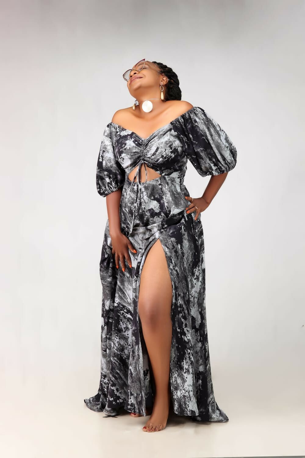Thick & Fab Amy Dress - Grey Print - Shopzetu