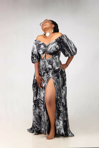 Thick & Fab Amy Dress - Grey Print - Shopzetu