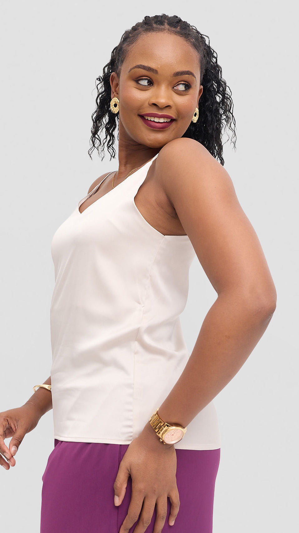 Zambarau Apparel Satin Camisoles - Beige