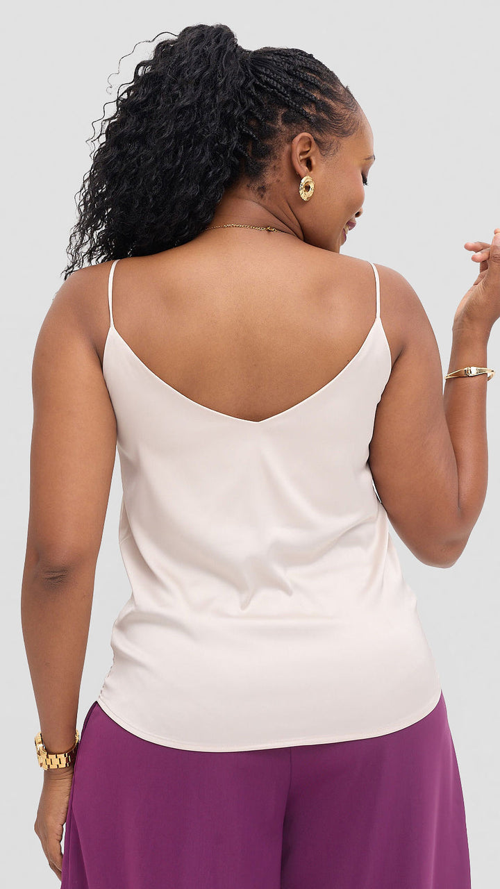 Zambarau Apparel Satin Camisoles - Beige