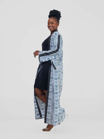 Long Savannah Spirit Kimono - Black / White