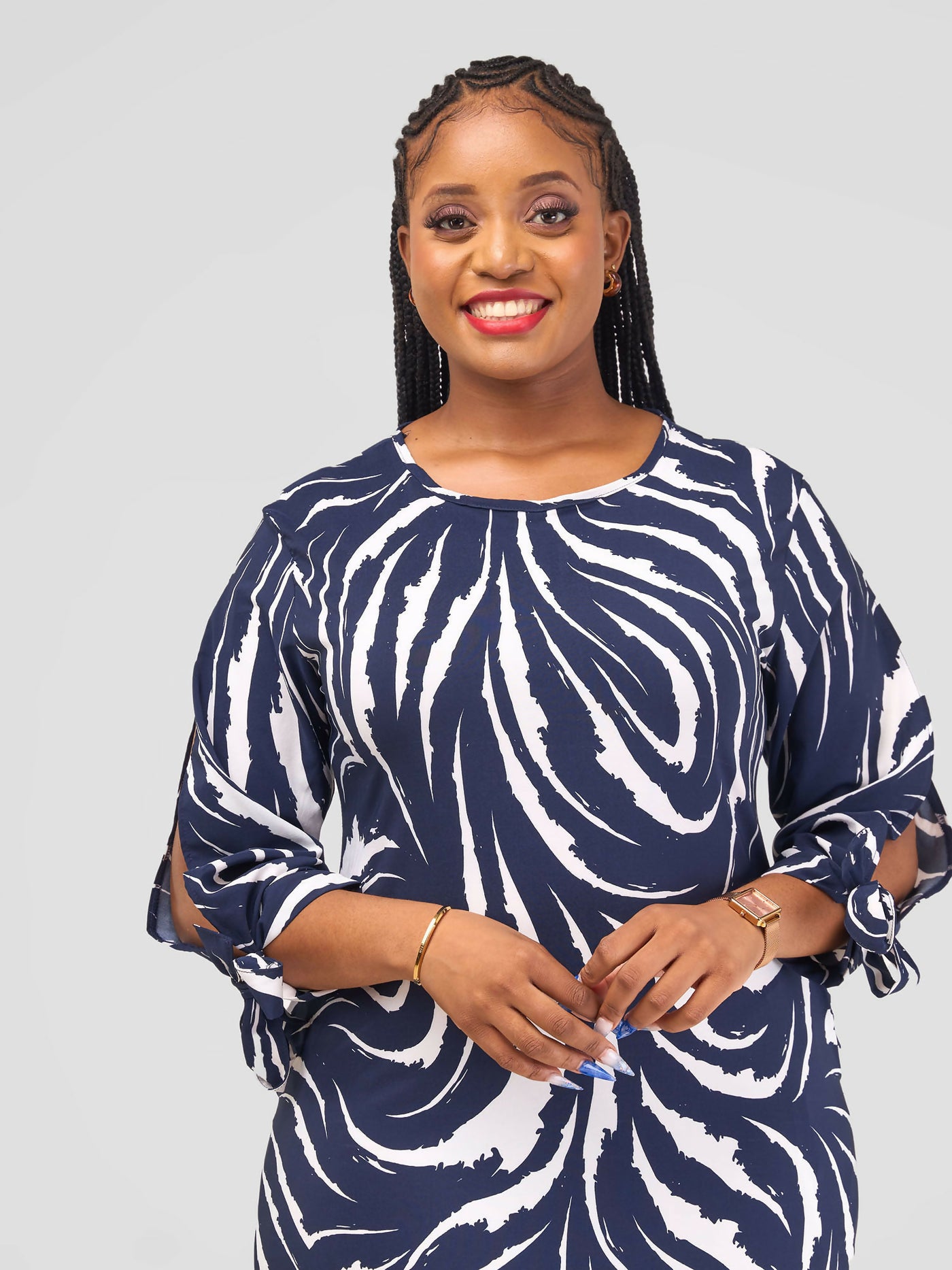 Salok Havilah Gulu Dress - Navy Blue Print