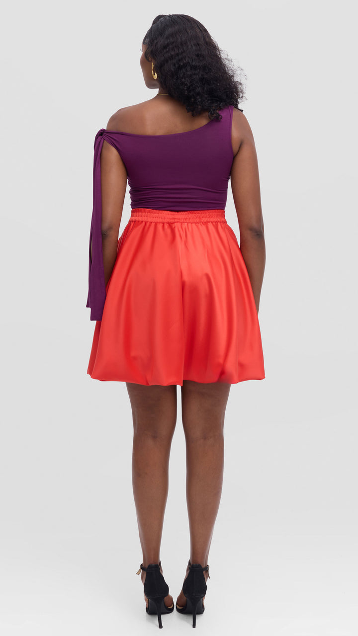 Vivo Studio Mini Bubble Skirt in Satin - Orange