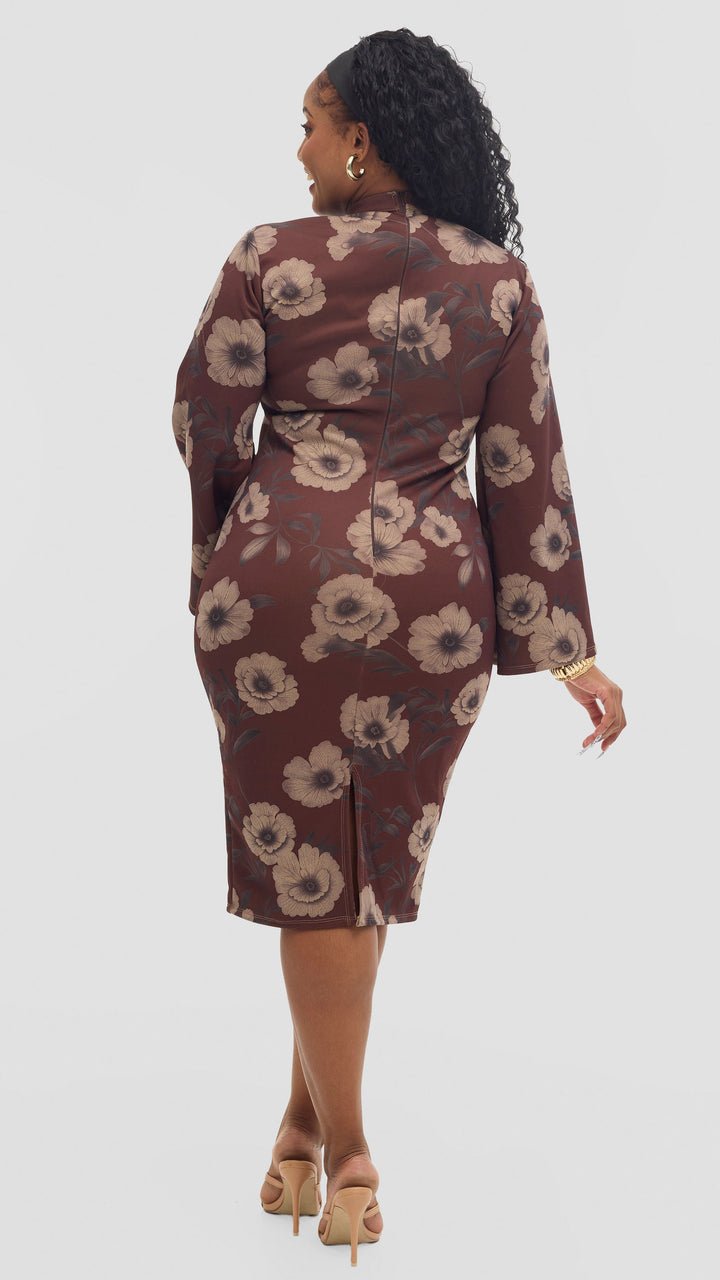 Romona Bodycon Dress - Brown