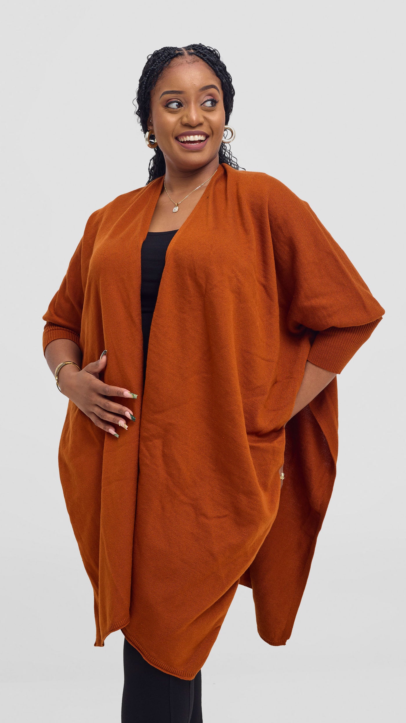 Vivo Cuffed Wrap Poncho - Rust