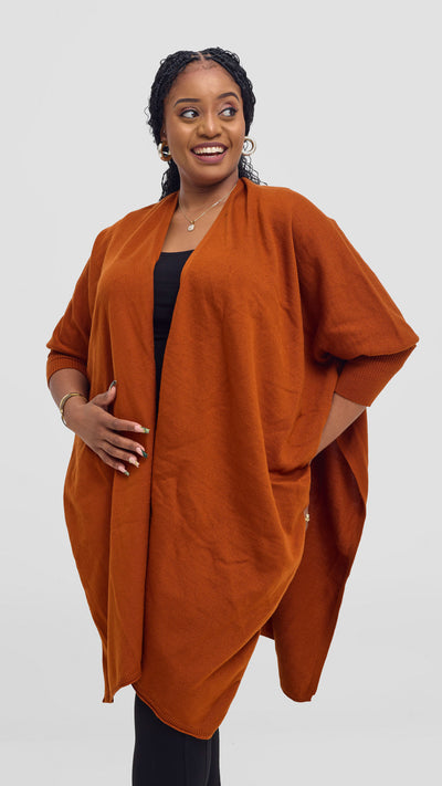 Vivo Cuffed Wrap Poncho - Rust