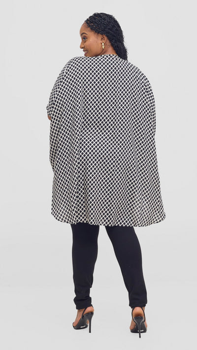 Vivo Samira Wide Kimono - Off White / Black Print - Shopzetu