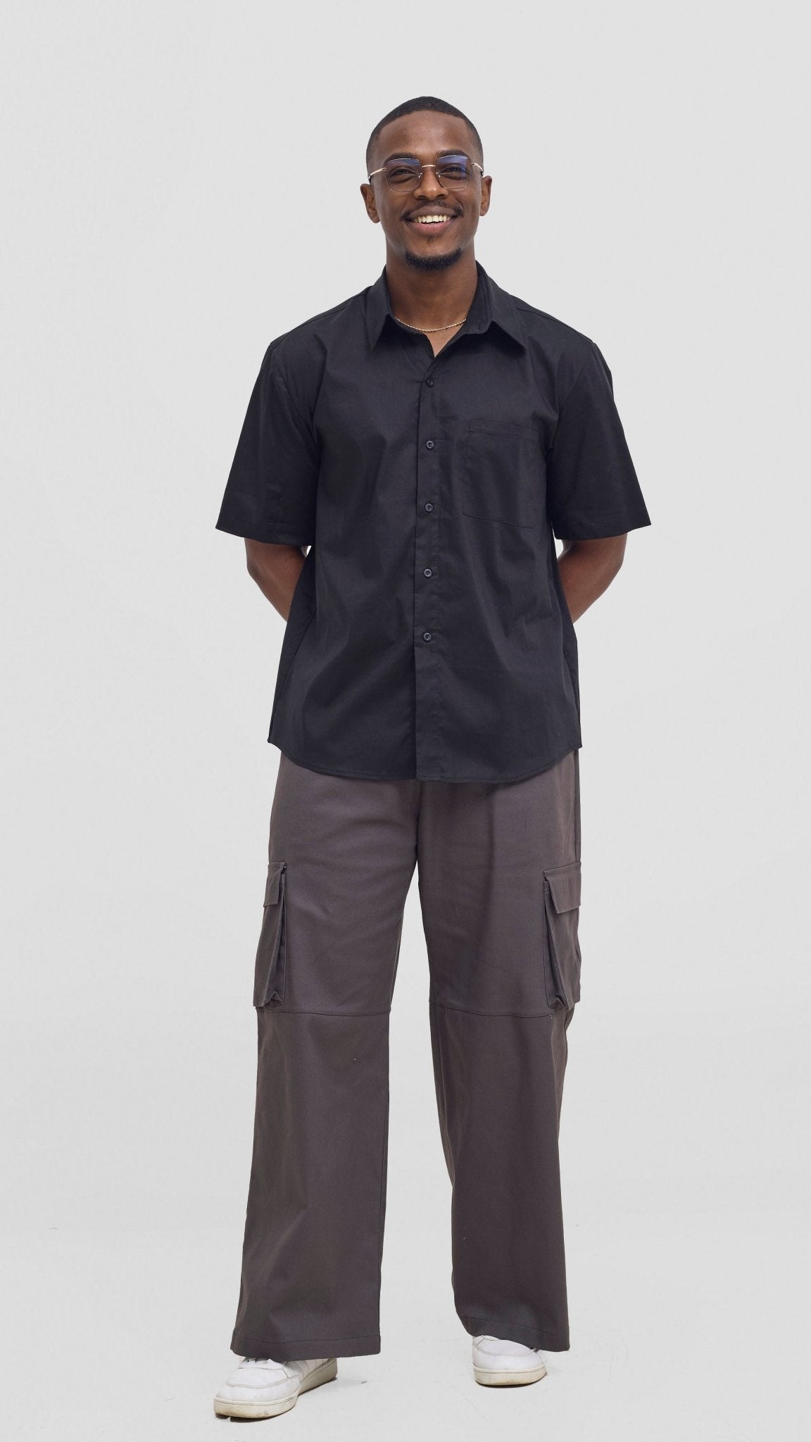 Shiv & Shikie X Safari Short Sleeve Shirt - Black - Shopzetu