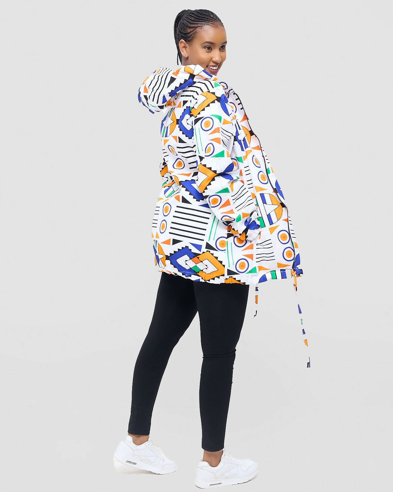 Gravio Fashions Lesotho Ankara Jacket - White - Shopzetu