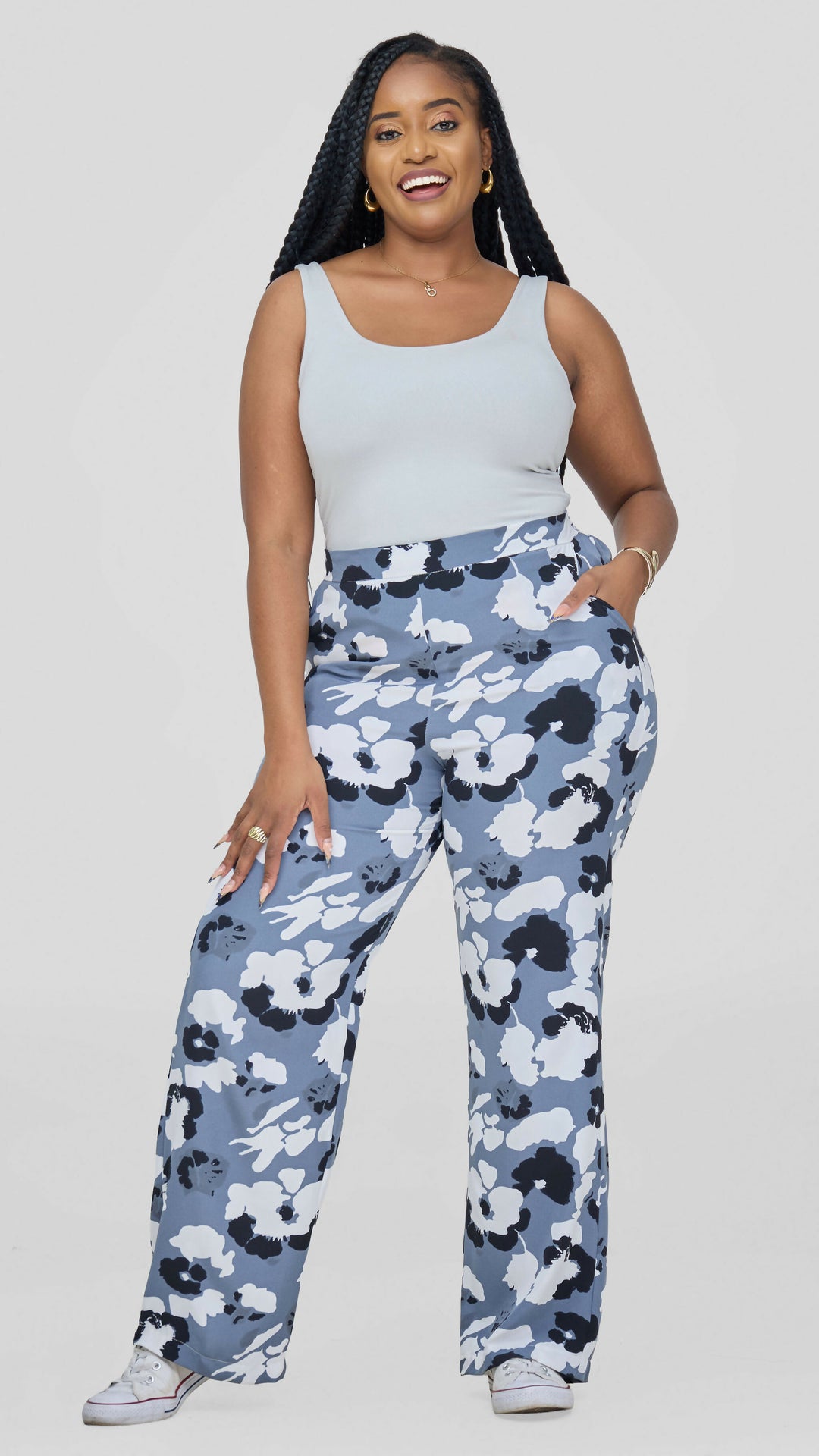 Lizola Miley Palazzo Pant - Grey / White