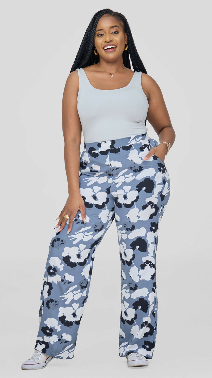 Lizola Miley Palazzo Pant - Grey / White