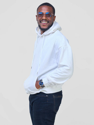 Round Neck L - Sleeves Hoodie - White - Shopzetu