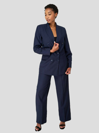 SBV Pin Stripped Suit - Navy Blue - Shopzetu