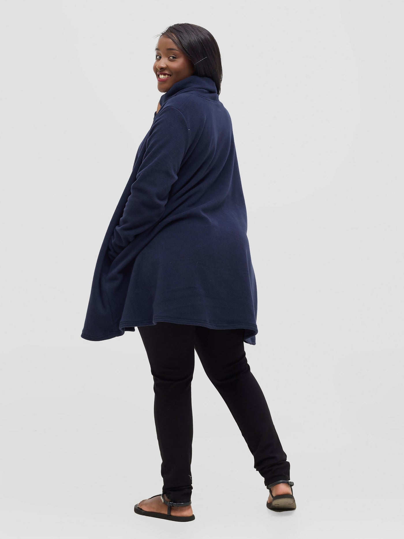 TimyT Urban Velvet Sky Side Pocket Poncho - Navy Blue - Shopzetu