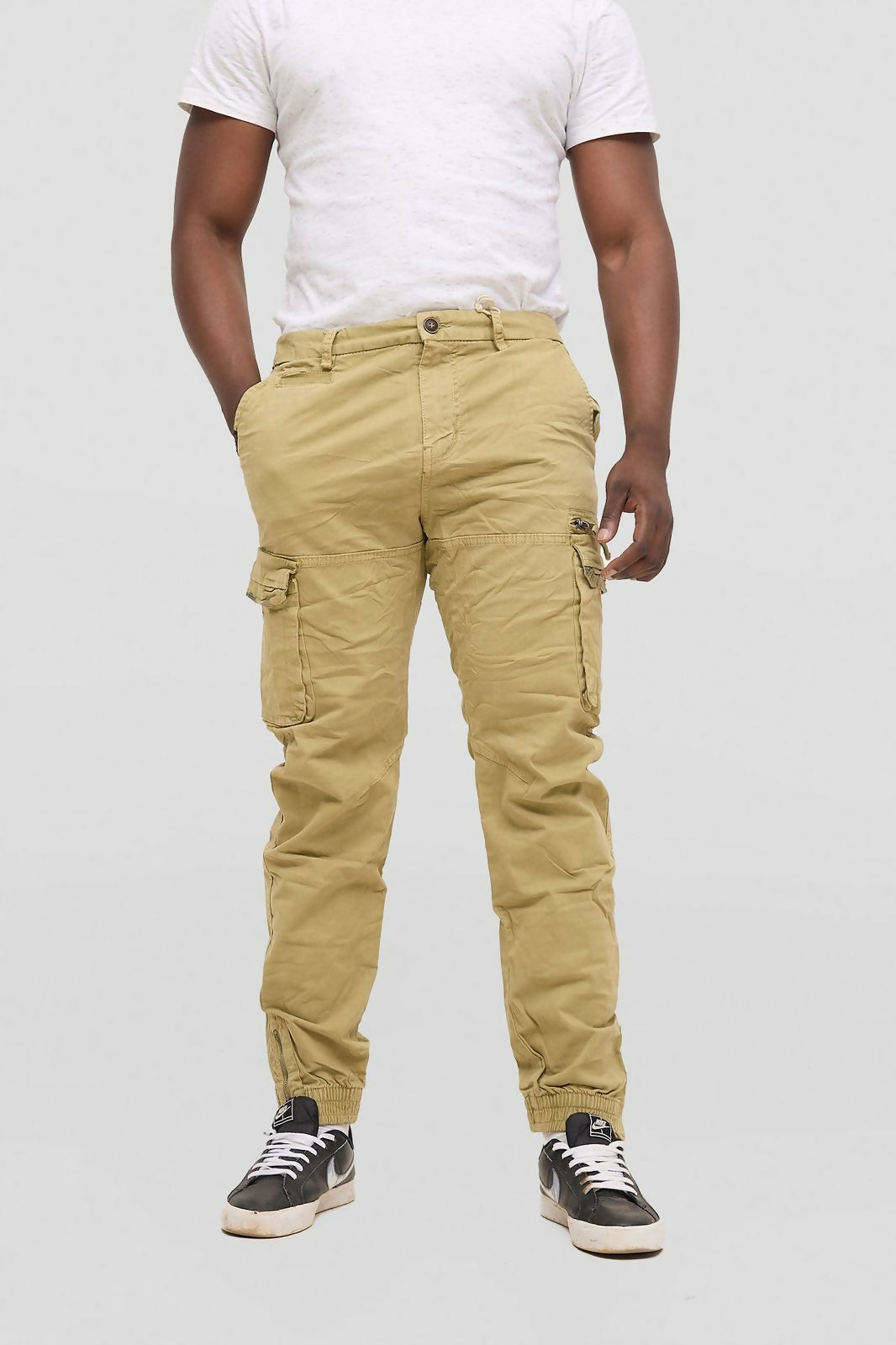 Stylish Brothers Zipper Down Cargo Pant - Beige