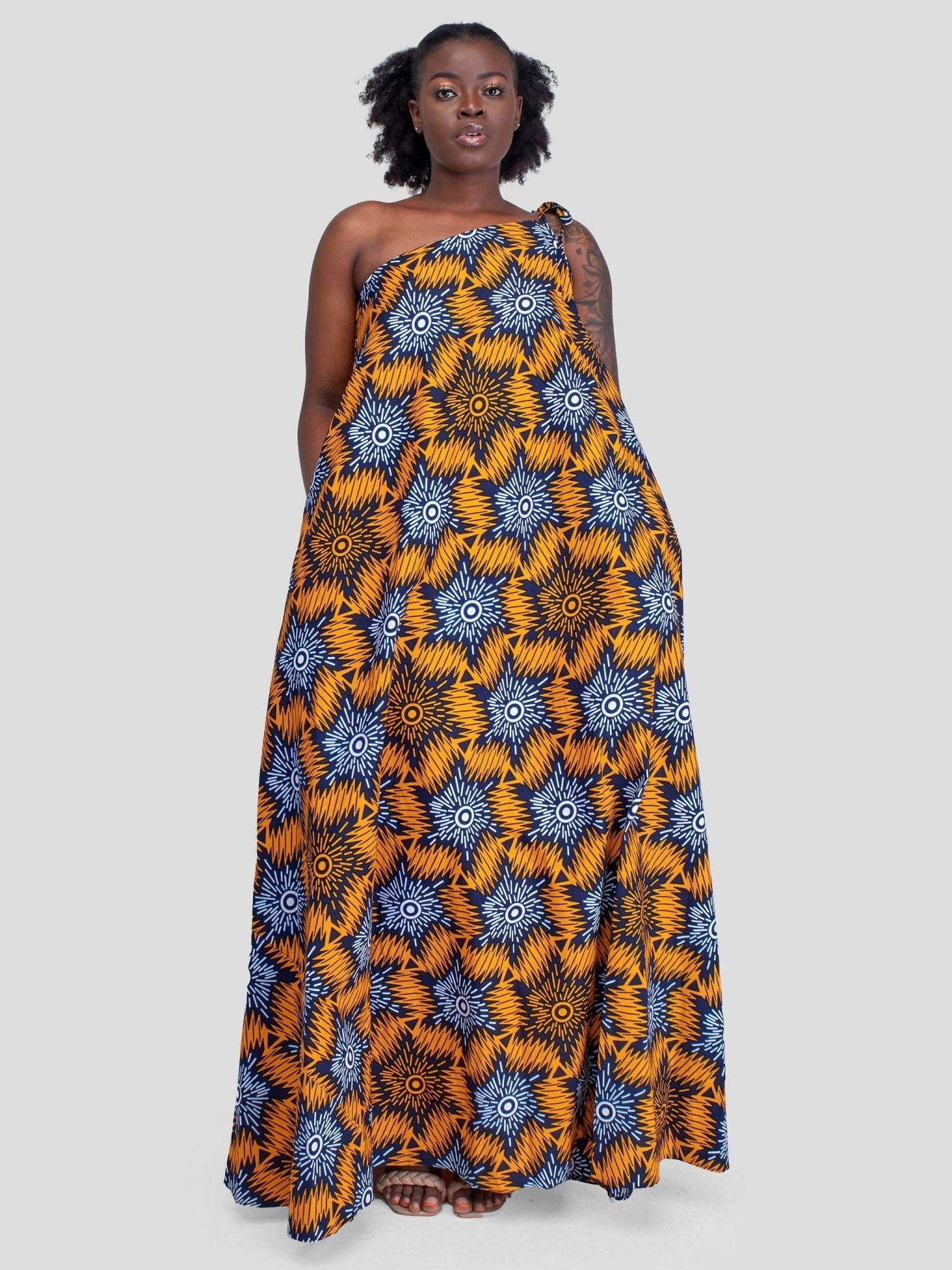 Izulu Malkia Dress - Yellow Print - Shopzetu