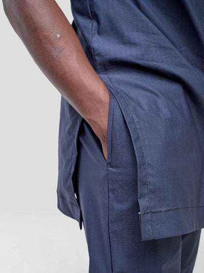 Nefpatra Men's Dashiki - Navy Blue - Shopzetu