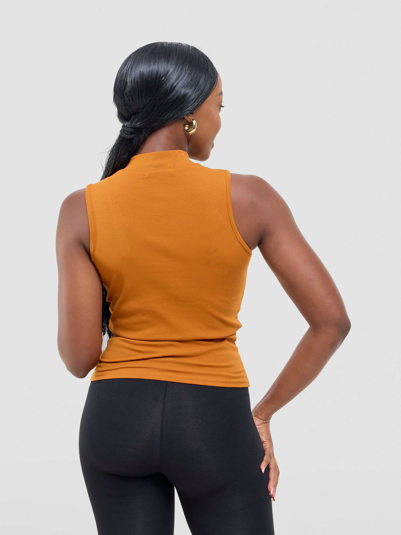 Anel's Knitwear Sleeveless Turtle Neck Top - Mustard - Shopzetu