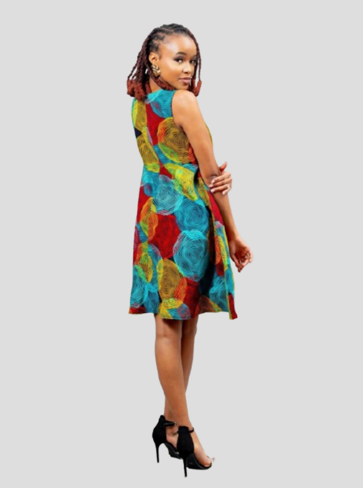 Afriwia Enterprise Ankara Shift Dress - Olive - Shopzetu