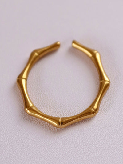 top view of 18k gold plated bamboo ring